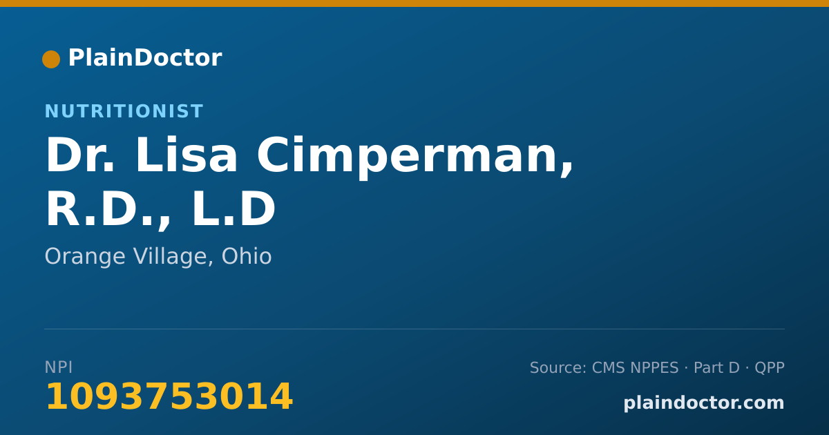 Shareable card for Lisa Cimperman, R.D., L.D - Nutritionist, Orange Village, OH