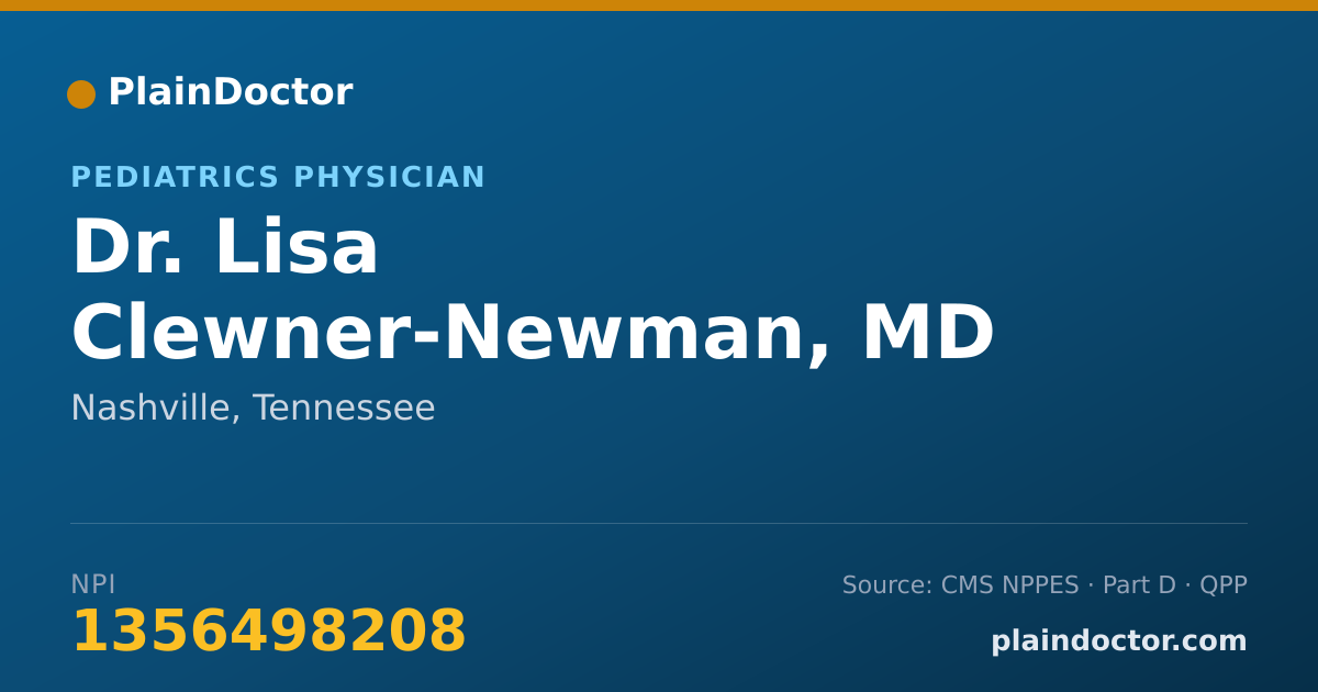 Shareable card for Lisa Clewner-Newman, MD - Pediatrics Physician, Nashville, TN