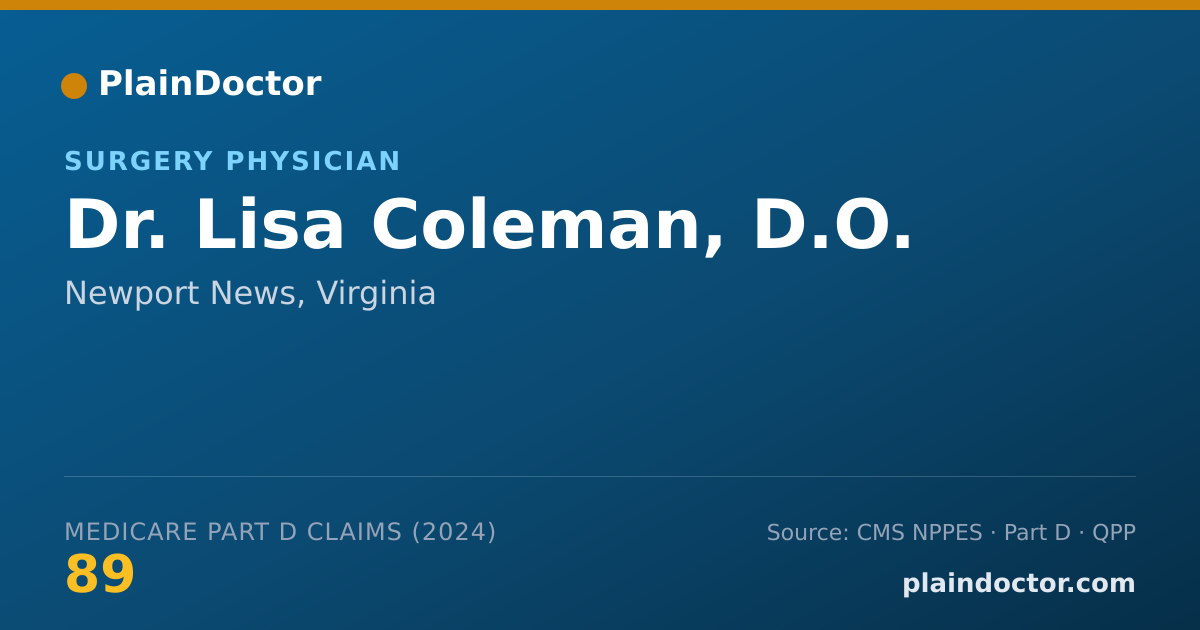 Shareable card for Lisa Coleman, D.O. - Surgery Physician, Newport News, VA