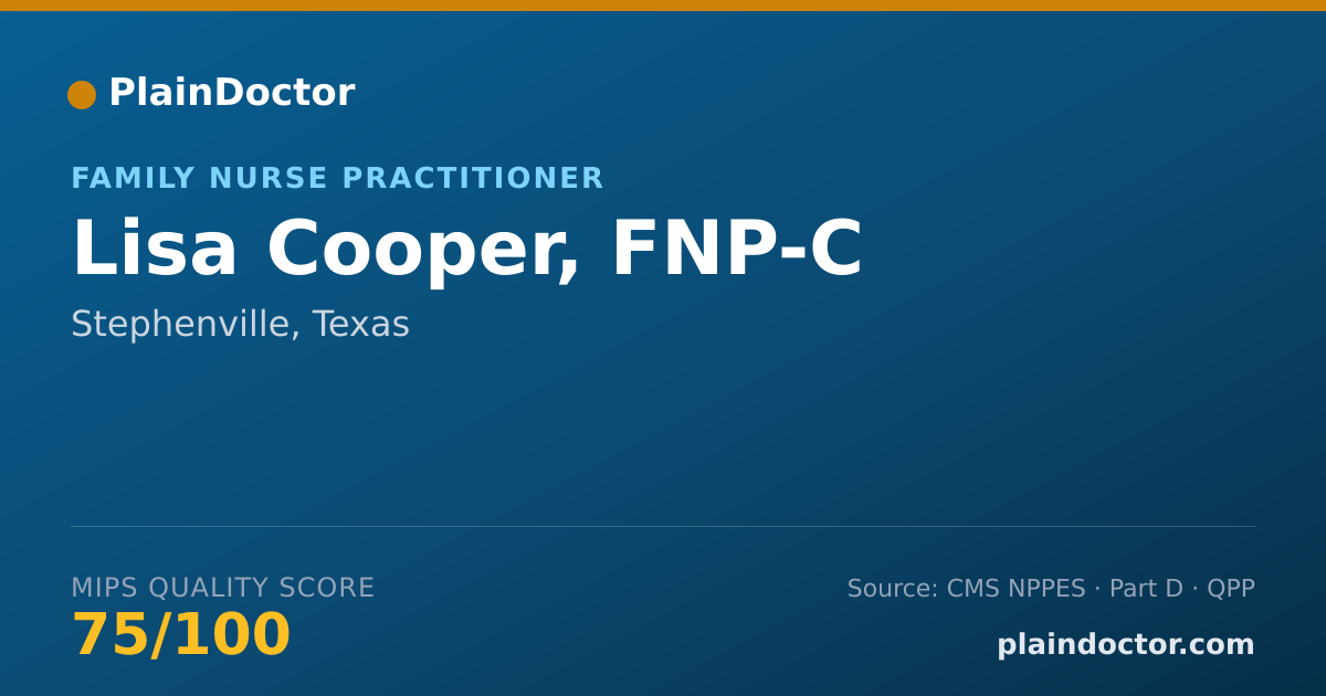 Shareable card for Lisa Cooper, FNP-C - Family Nurse Practitioner, Stephenville, TX