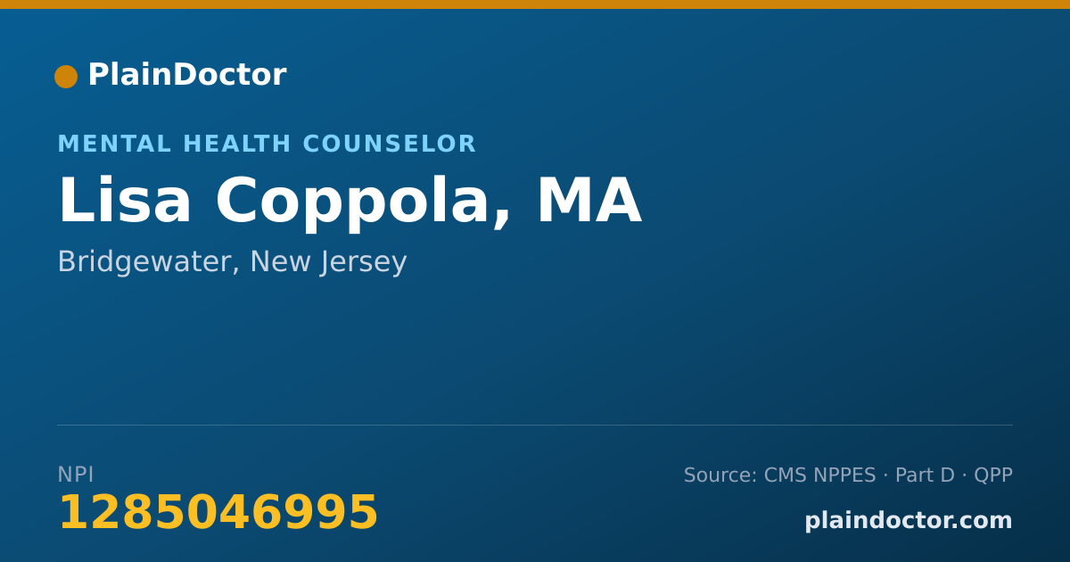 Shareable card for Lisa Coppola, MA - Mental Health Counselor, Bridgewater, NJ