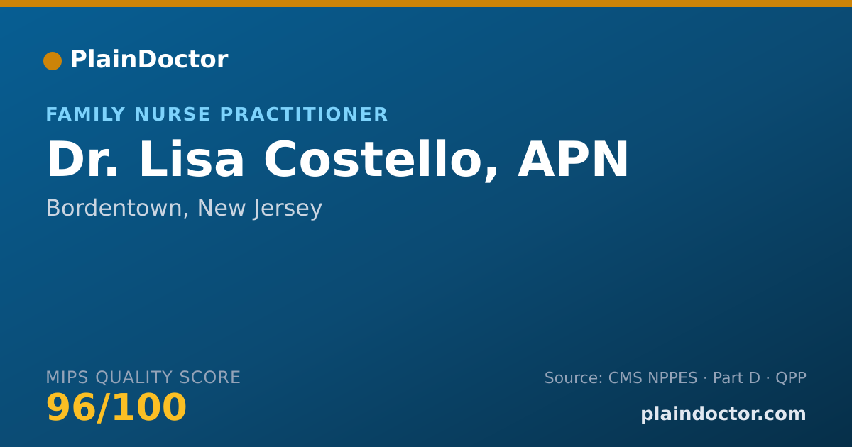 Shareable card for Lisa Costello, APN - Family Nurse Practitioner, Bordentown, NJ