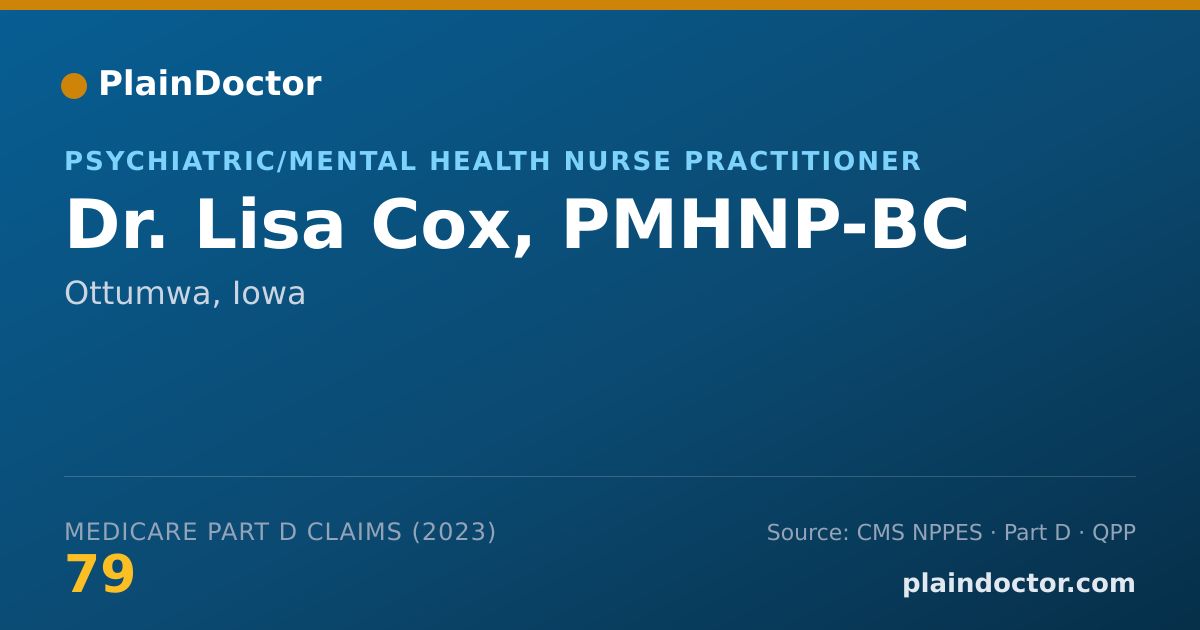 Shareable card for Lisa Cox, PMHNP-BC - Psychiatric/Mental Health Nurse Practitioner, Ottumwa, IA