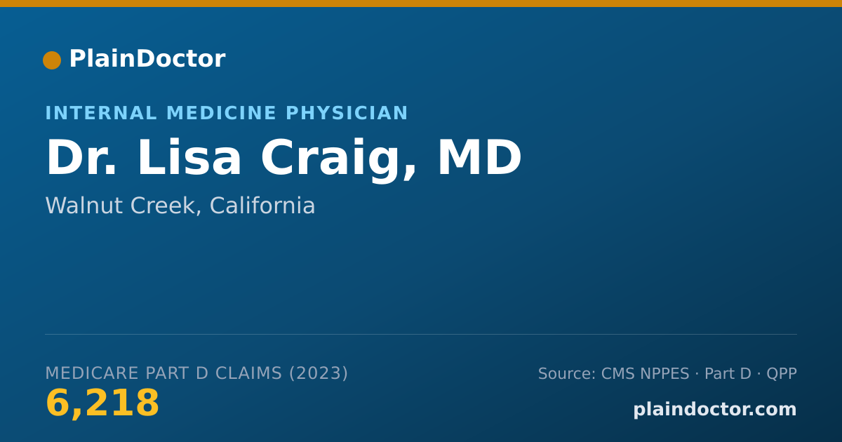 Shareable card for Lisa Craig, MD - Internal Medicine Physician, Walnut Creek, CA