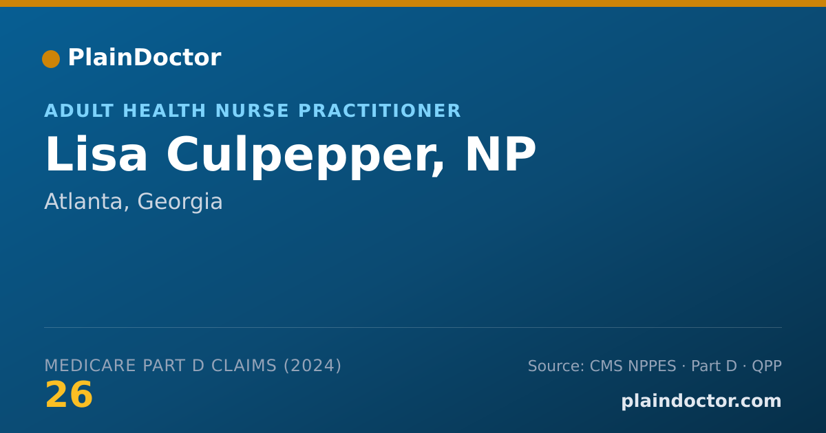 Shareable card for Lisa Culpepper, NP - Adult Health Nurse Practitioner, Atlanta, GA