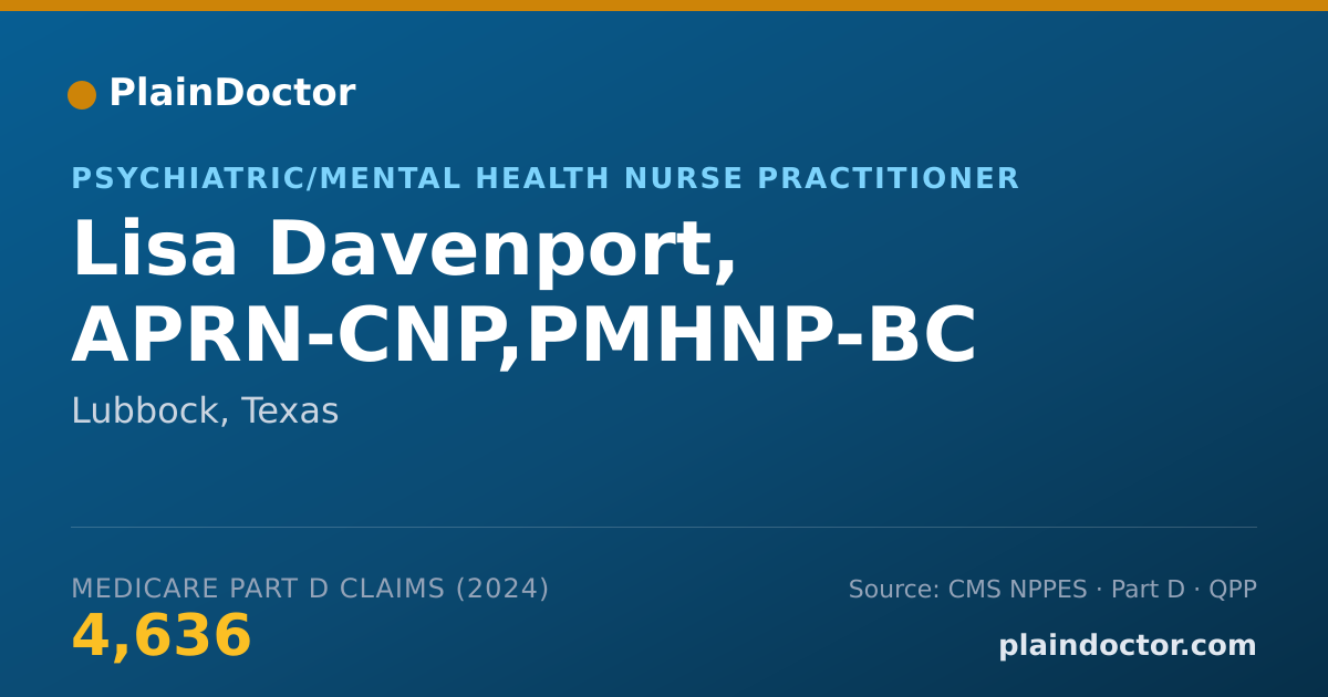 Shareable card for Lisa Davenport, APRN-CNP,PMHNP-BC - Psychiatric/Mental Health Nurse Practitioner, Lubbock, TX