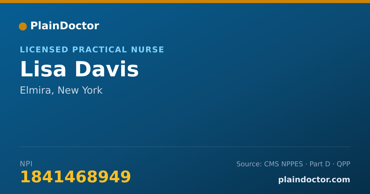 Shareable card for Lisa Davis - Licensed Practical Nurse, Elmira, NY