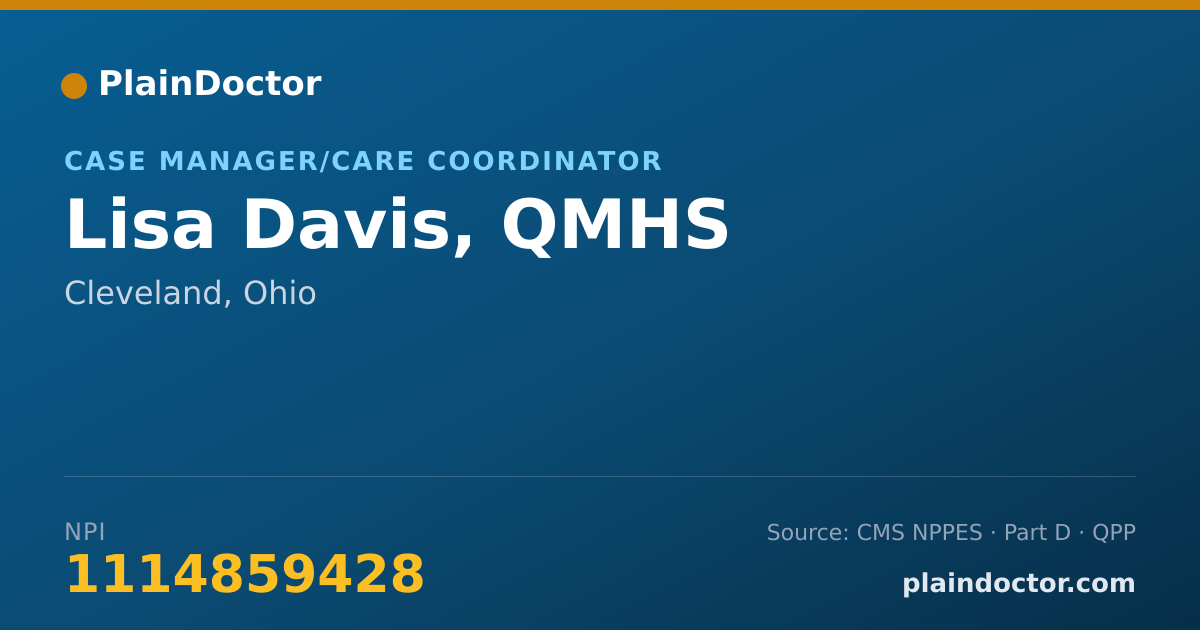 Shareable card for Lisa Davis, QMHS - Case Manager/Care Coordinator, Cleveland, OH
