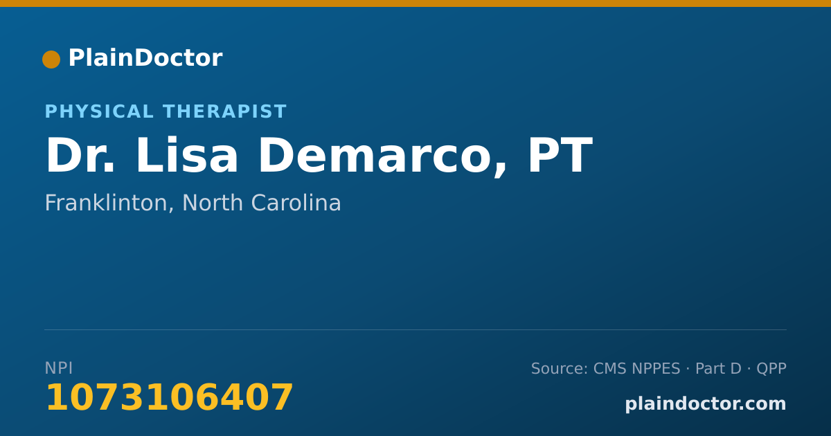 Shareable card for Lisa Demarco, PT - Physical Therapist, Franklinton, NC