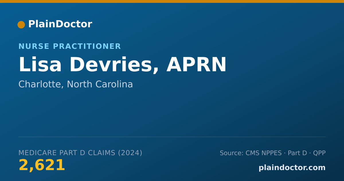 Shareable card for Lisa Devries, APRN - Nurse Practitioner, Charlotte, NC