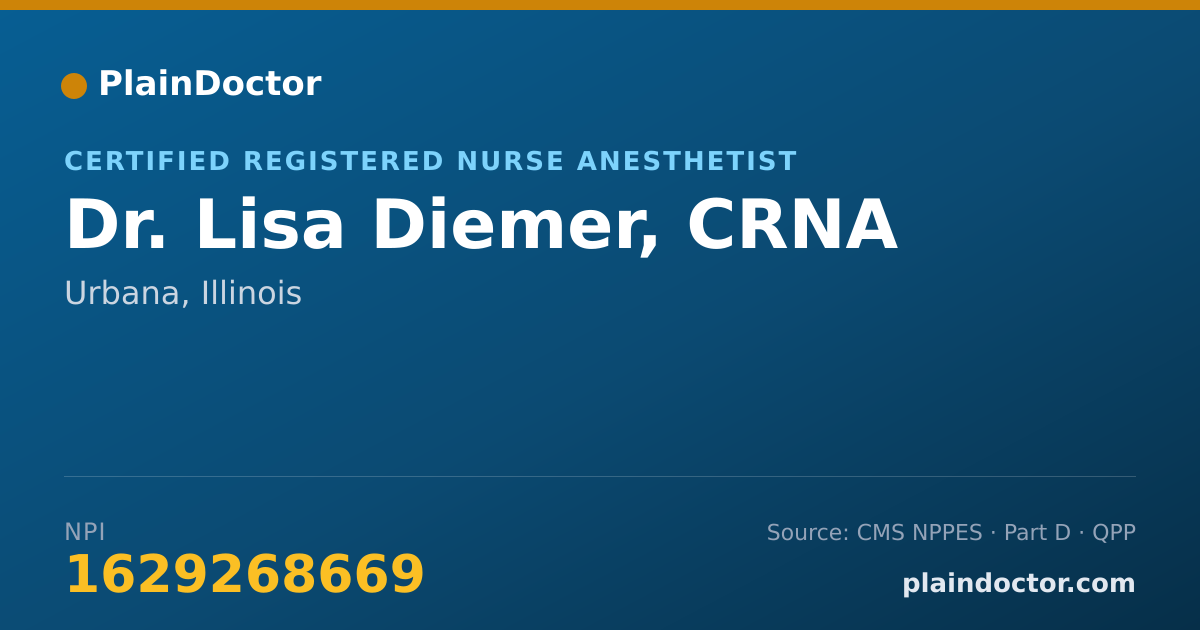 Shareable card for Lisa Diemer, CRNA - Certified Registered Nurse Anesthetist, Urbana, IL