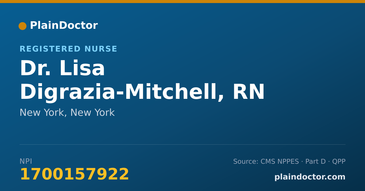 Shareable card for Lisa Digrazia-Mitchell, RN - Registered Nurse, New York, NY