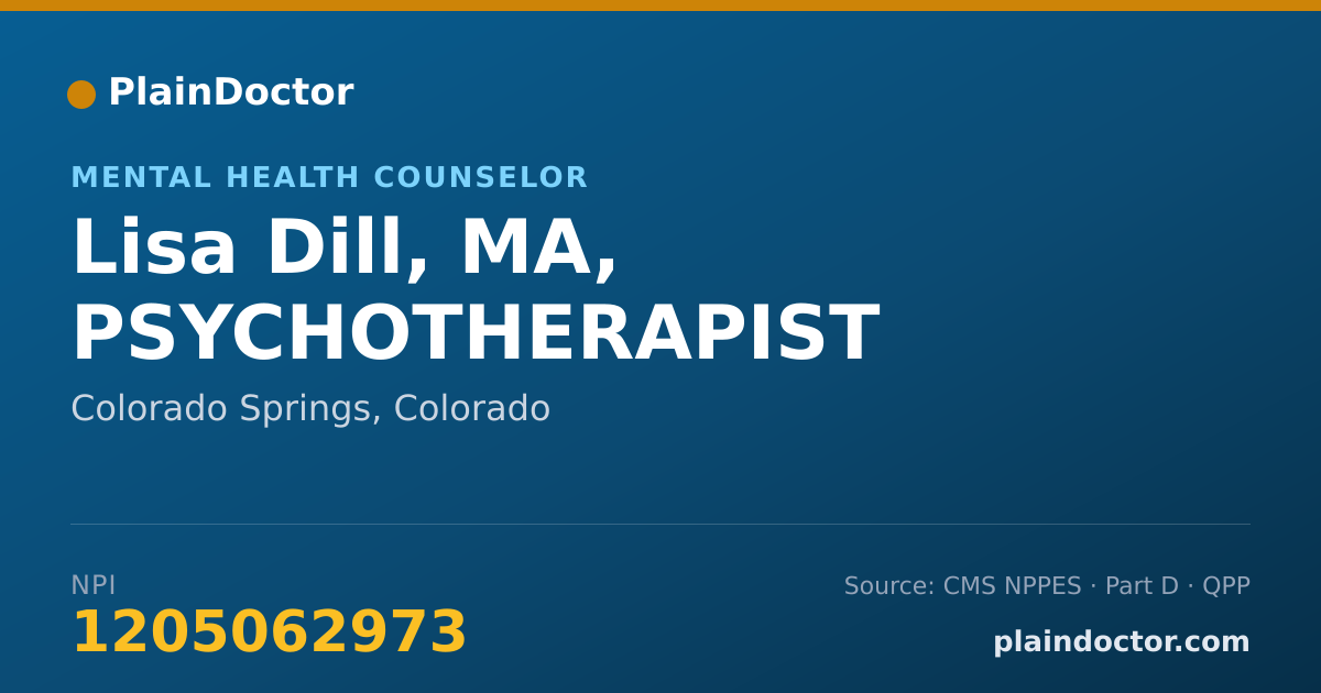 Shareable card for Lisa Dill, MA, PSYCHOTHERAPIST - Mental Health Counselor, Colorado Springs, CO
