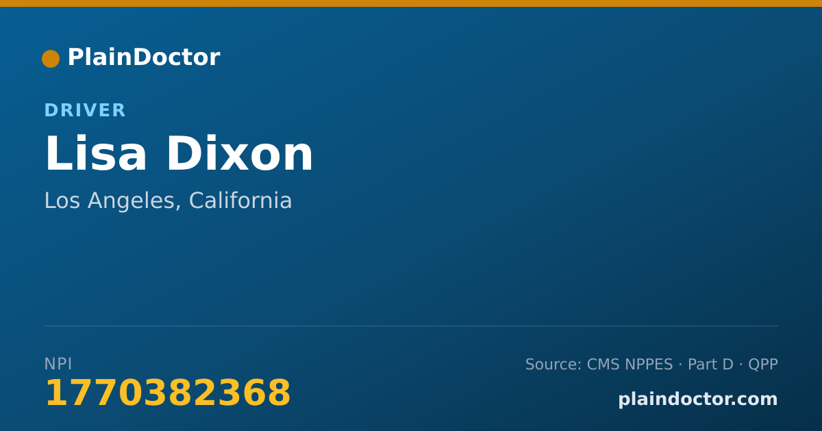 Shareable card for Lisa Dixon - Driver, Los Angeles, CA