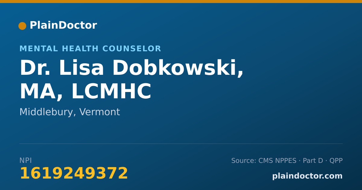 Shareable card for Lisa Dobkowski, MA, LCMHC - Mental Health Counselor, Middlebury, VT