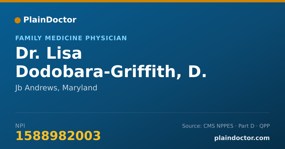 Shareable card for Lisa Dodobara-Griffith, D. O. - Family Medicine Physician, Jb Andrews, MD