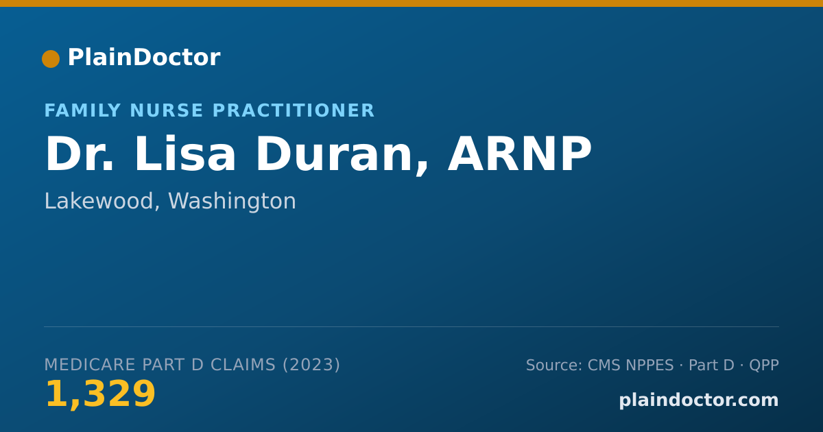 Shareable card for Lisa Duran, ARNP - Family Nurse Practitioner, Lakewood, WA