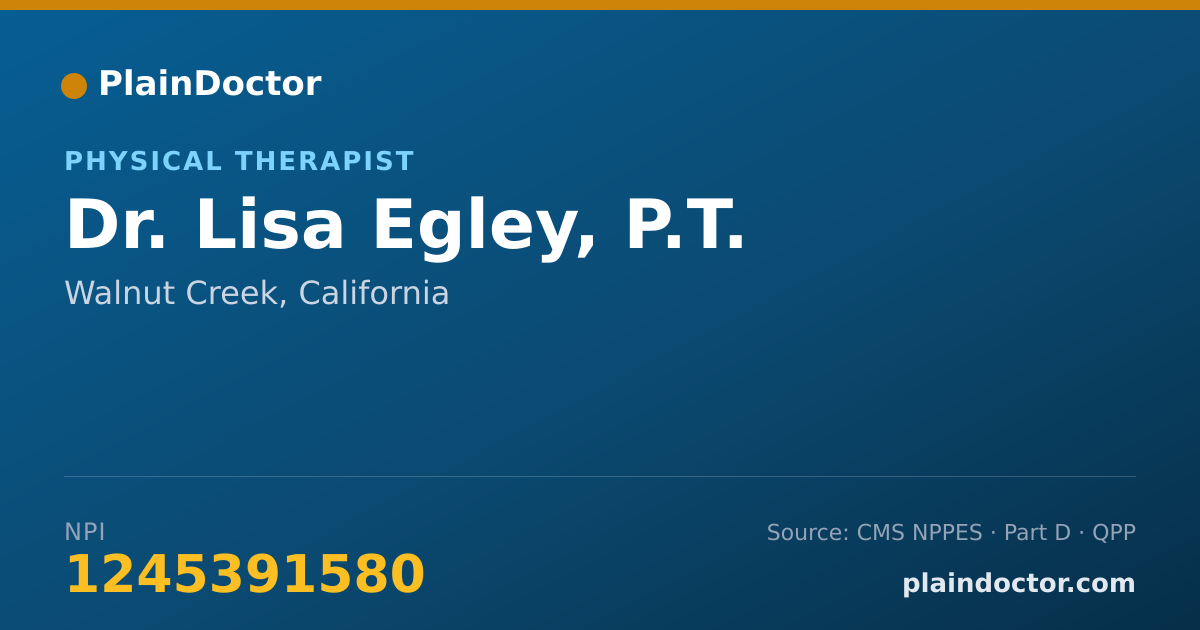 Shareable card for Lisa Egley, P.T. - Physical Therapist, Walnut Creek, CA