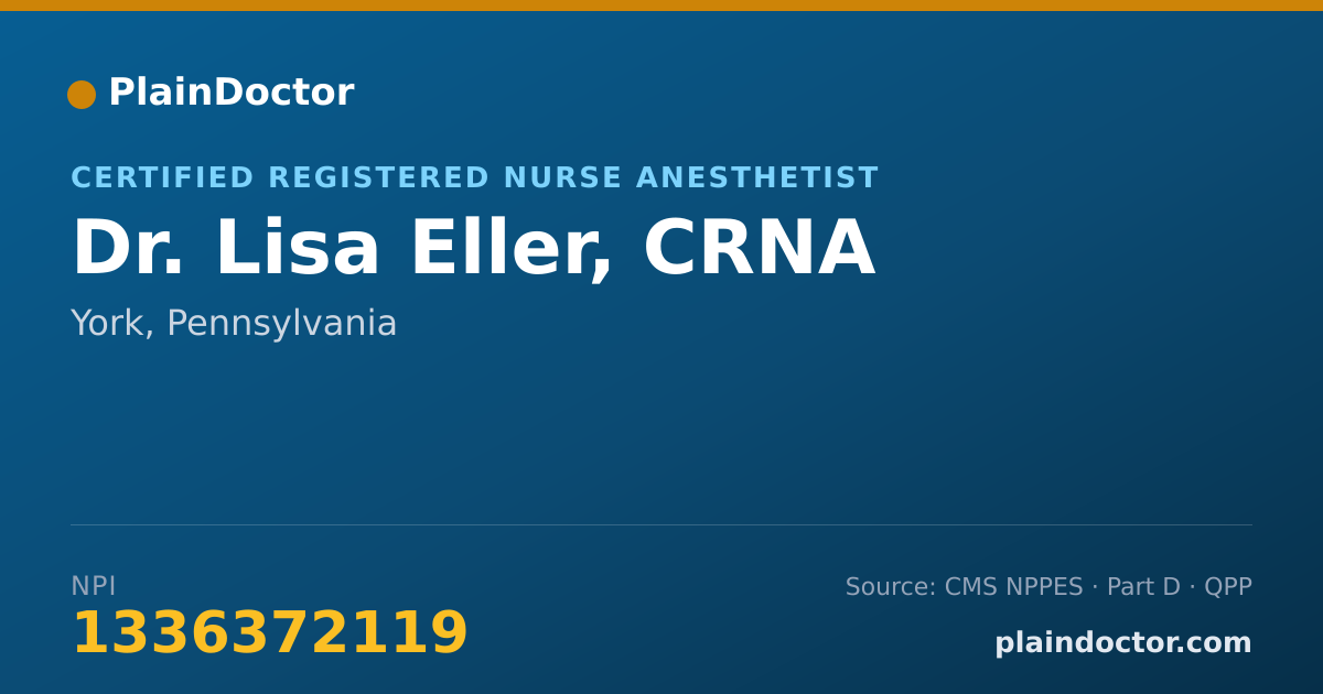 Shareable card for Lisa Eller, CRNA - Certified Registered Nurse Anesthetist, York, PA