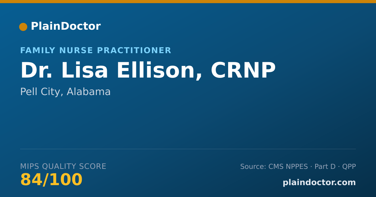 Shareable card for Lisa Ellison, CRNP - Family Nurse Practitioner, Pell City, AL