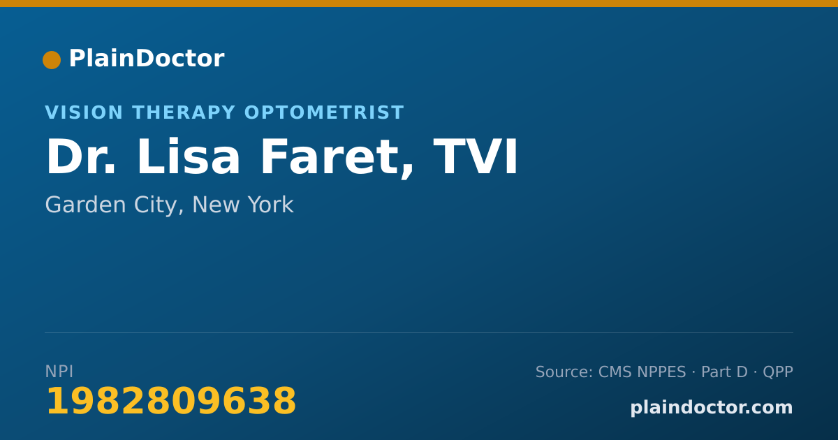 Shareable card for Lisa Faret, TVI - Vision Therapy Optometrist, Garden City, NY