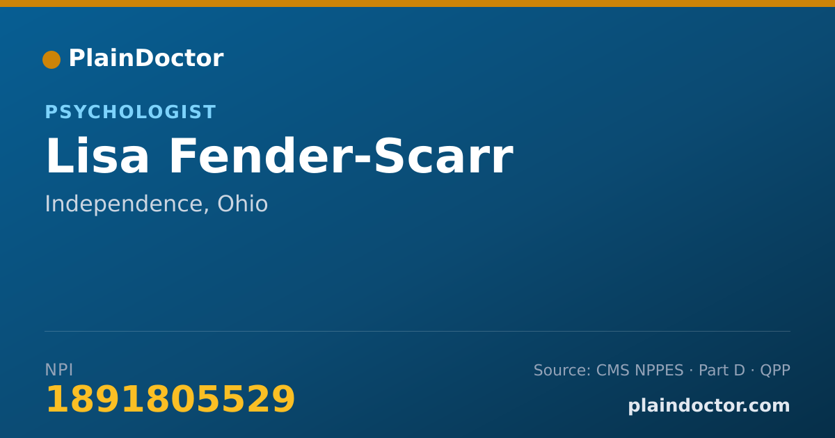 Shareable card for Lisa Fender-Scarr - Psychologist, Independence, OH