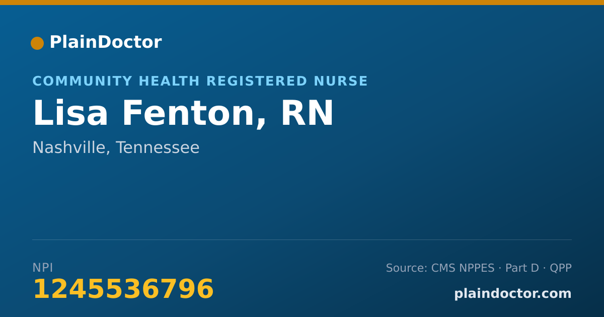 Shareable card for Lisa Fenton, RN - Community Health Registered Nurse, Nashville, TN