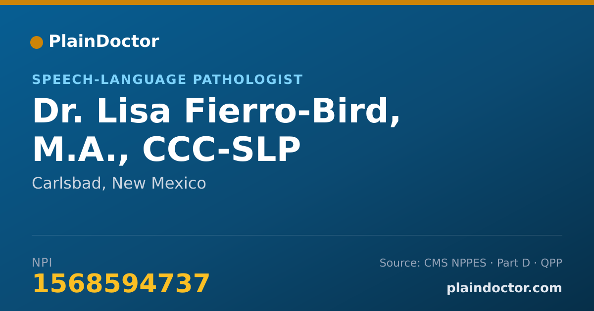 Shareable card for Lisa Fierro-Bird, M.A., CCC-SLP - Speech-Language Pathologist, Carlsbad, NM