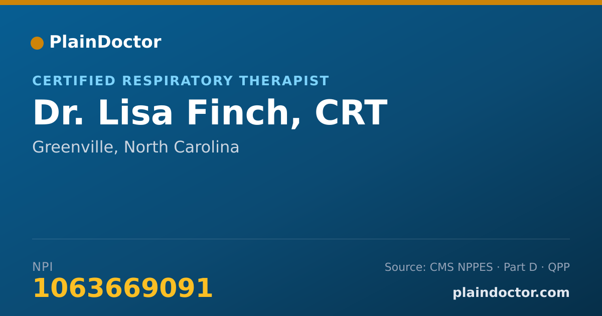 Shareable card for Lisa Finch, CRT - Certified Respiratory Therapist, Greenville, NC