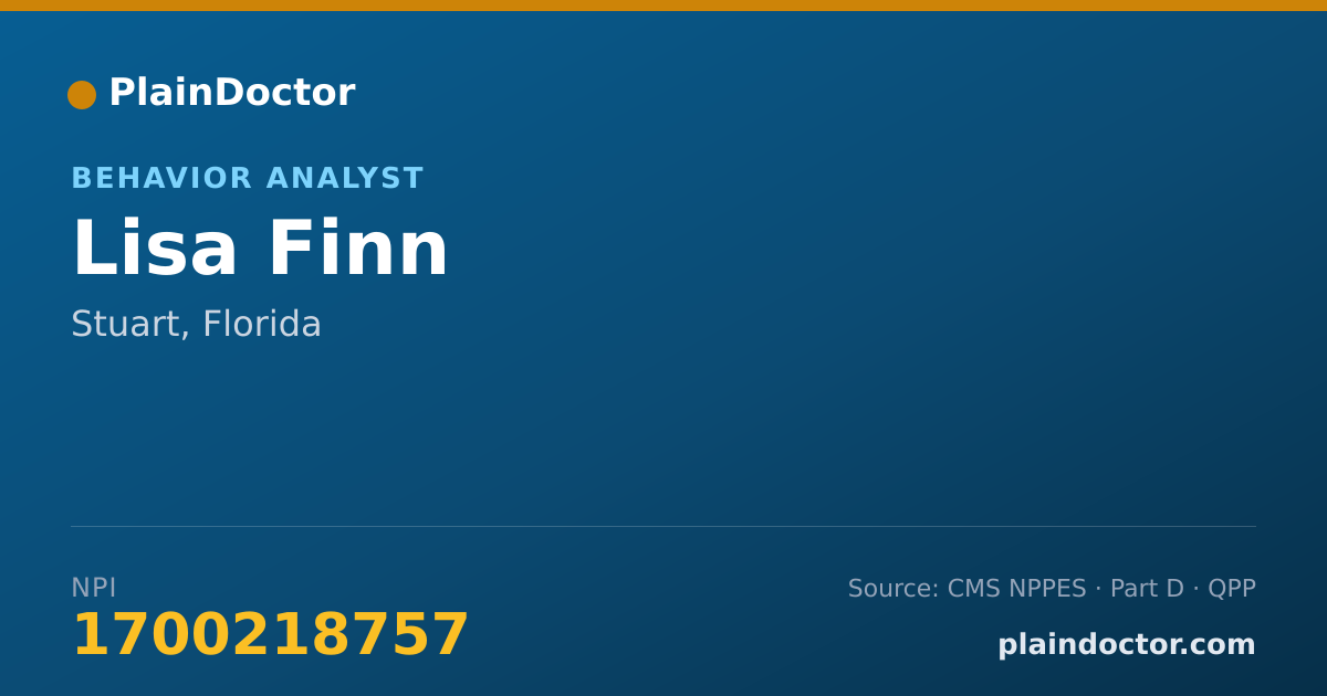 Shareable card for Lisa Finn - Behavior Analyst, Stuart, FL