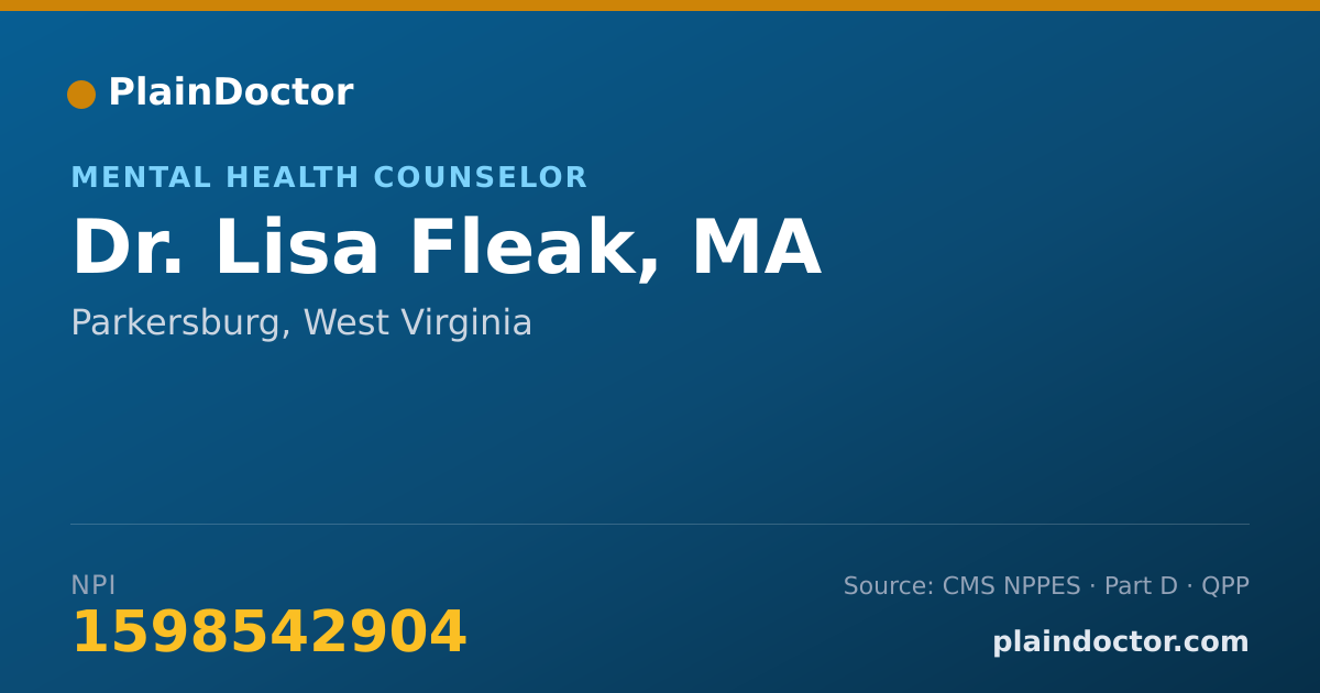 Shareable card for Lisa Fleak, MA - Mental Health Counselor, Parkersburg, WV