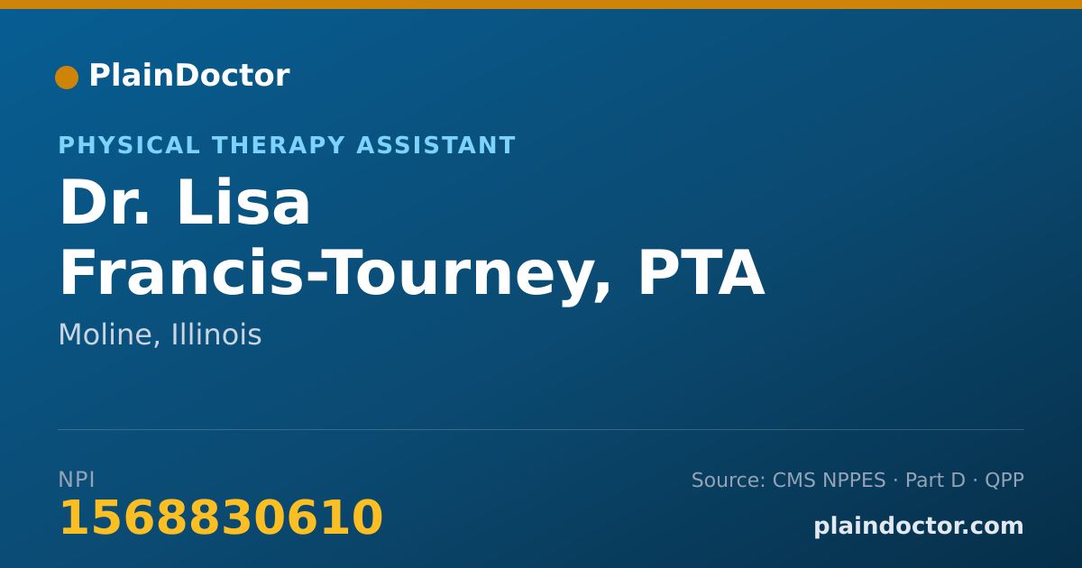 Shareable card for Lisa Francis-Tourney, PTA - Physical Therapy Assistant, Moline, IL