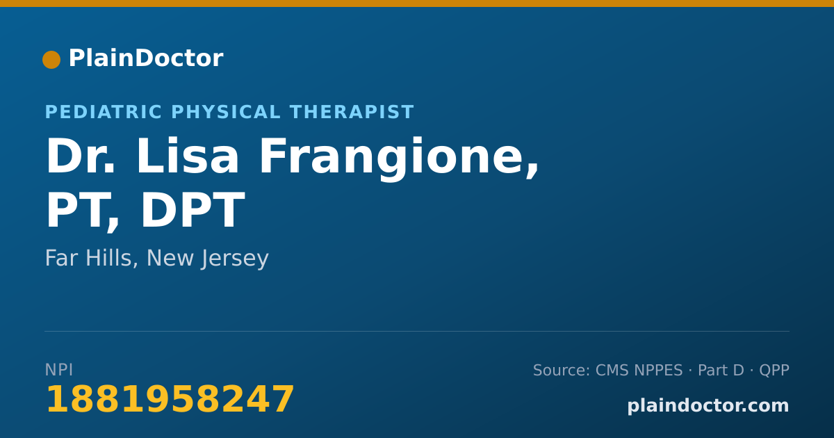 Shareable card for Lisa Frangione, PT, DPT - Pediatric Physical Therapist, Far Hills, NJ