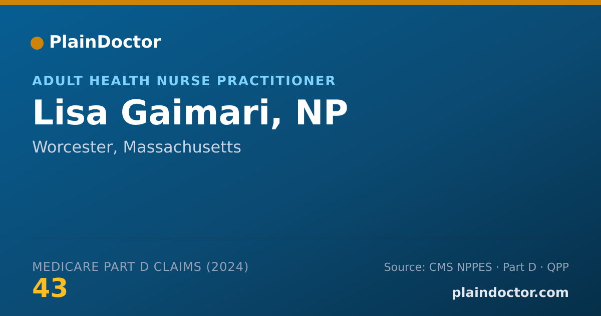 Shareable card for Lisa Gaimari, NP - Adult Health Nurse Practitioner, Worcester, MA