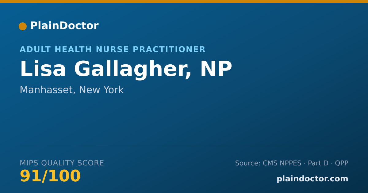 Shareable card for Lisa Gallagher, NP - Adult Health Nurse Practitioner, Manhasset, NY
