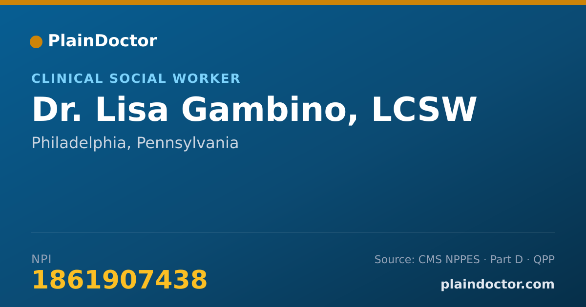 Shareable card for Lisa Gambino, LCSW - Clinical Social Worker, Philadelphia, PA