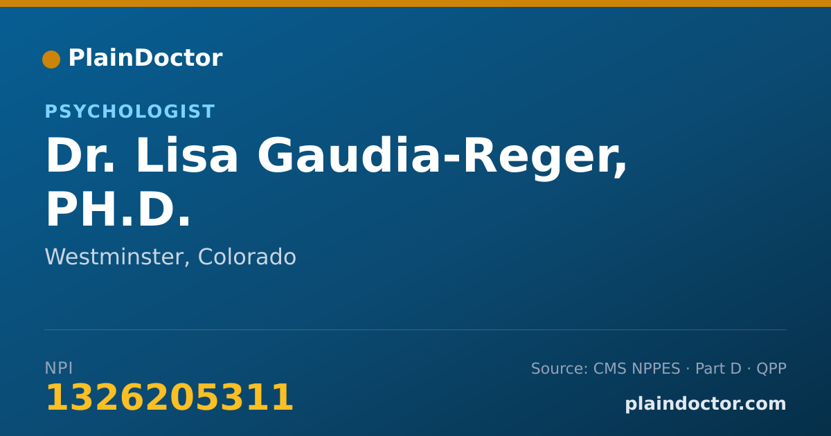 Shareable card for Lisa Gaudia-Reger, PH.D. - Psychologist, Westminster, CO