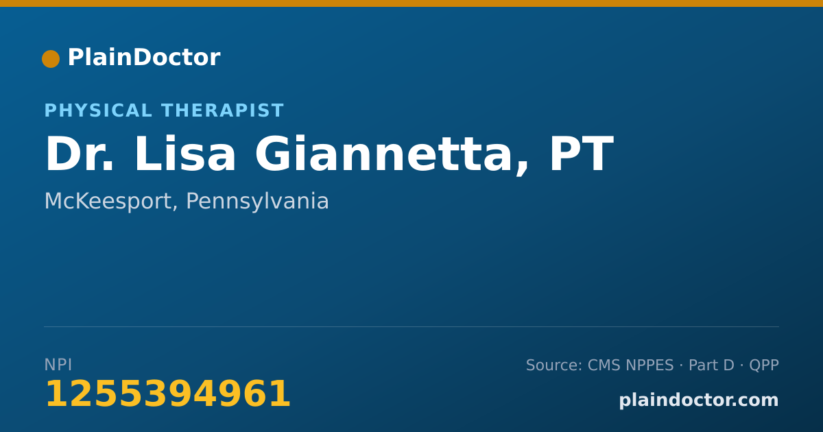 Shareable card for Lisa Giannetta, PT - Physical Therapist, McKeesport, PA