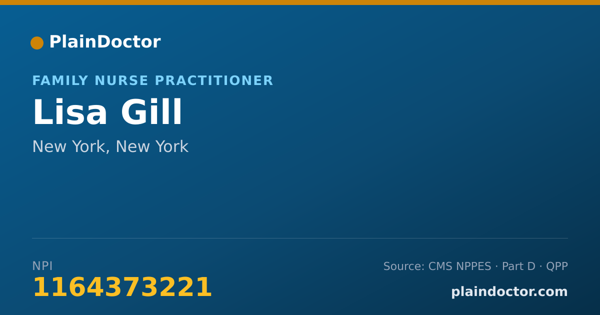 Shareable card for Lisa Gill - Family Nurse Practitioner, New York, NY