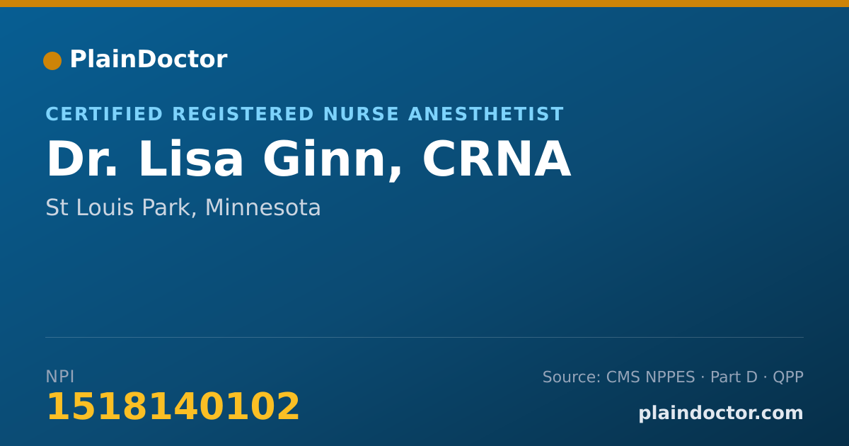 Shareable card for Lisa Ginn, CRNA - Certified Registered Nurse Anesthetist, St Louis Park, MN