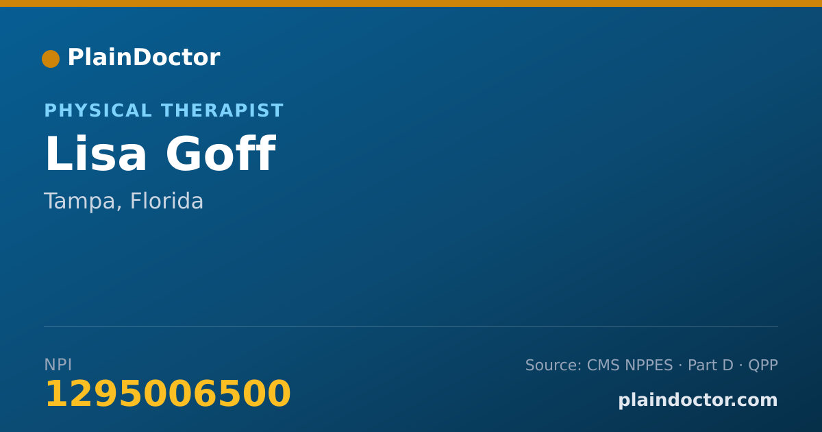 Shareable card for Lisa Goff - Physical Therapist, Tampa, FL