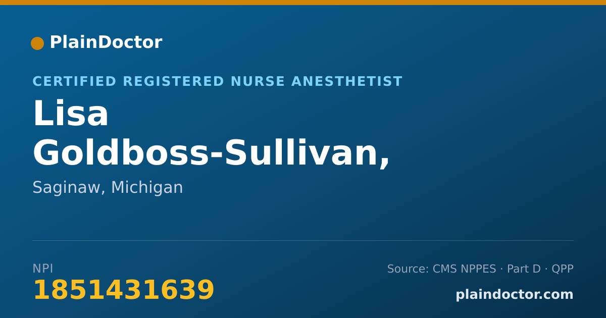 Shareable card for Lisa Goldboss-Sullivan, CRNA - Certified Registered Nurse Anesthetist, Saginaw, MI