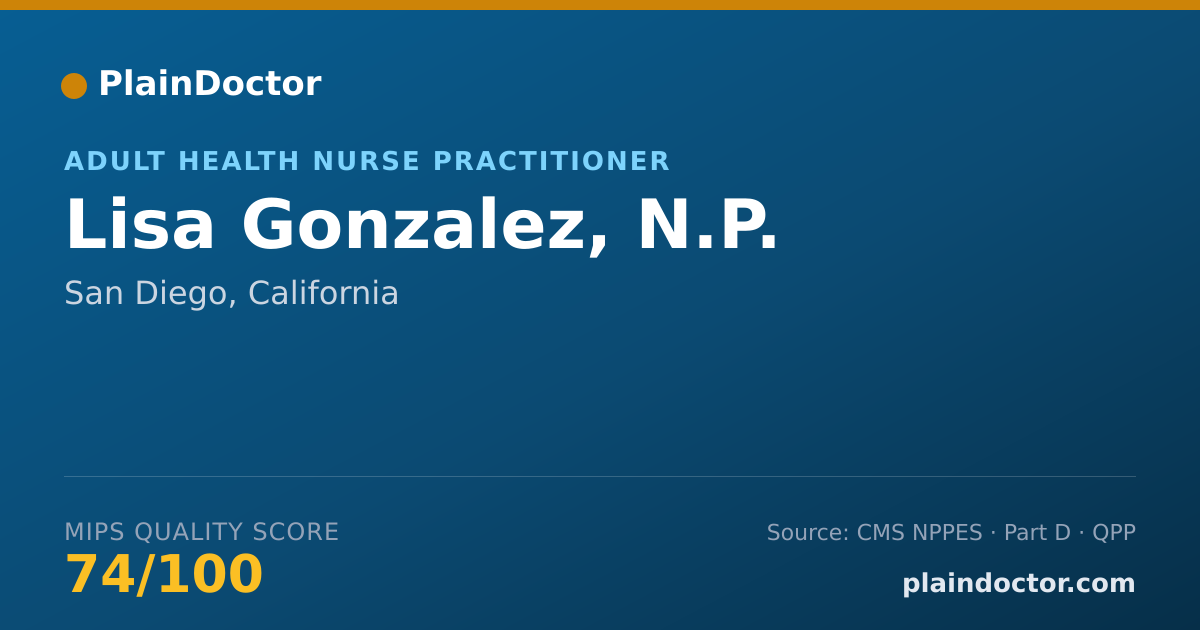 Shareable card for Lisa Gonzalez, N.P. - Adult Health Nurse Practitioner, San Diego, CA