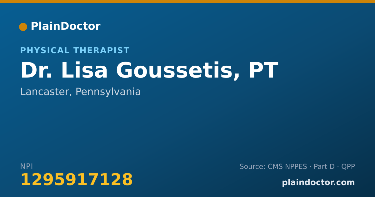 Shareable card for Lisa Goussetis, PT - Physical Therapist, Lancaster, PA