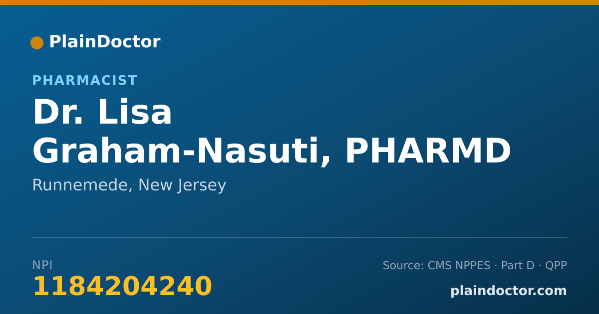 Shareable card for Lisa Graham-Nasuti, PHARMD - Pharmacist, Runnemede, NJ