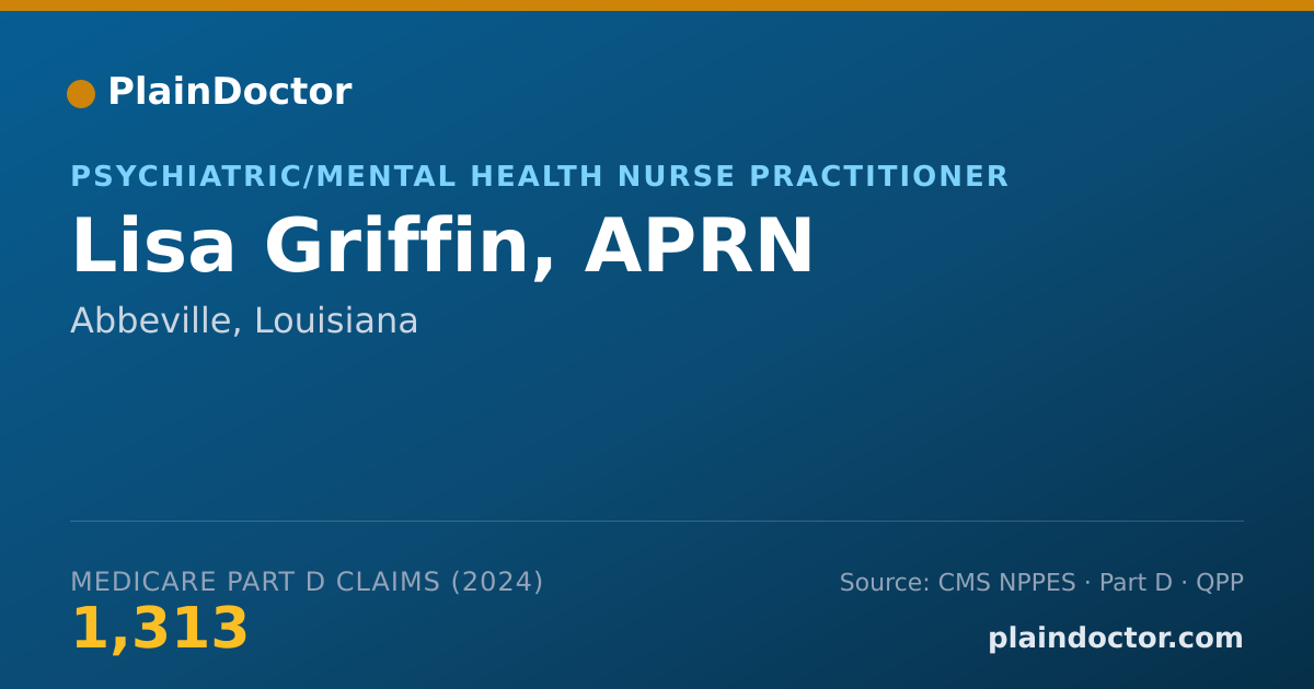 Shareable card for Lisa Griffin, APRN - Psychiatric/Mental Health Nurse Practitioner, Abbeville, LA