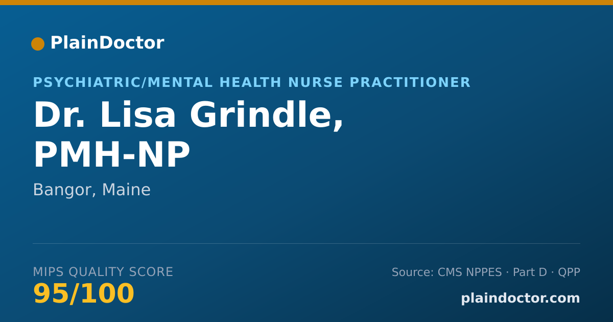 Shareable card for Lisa Grindle, PMH-NP - Psychiatric/Mental Health Nurse Practitioner, Bangor, ME