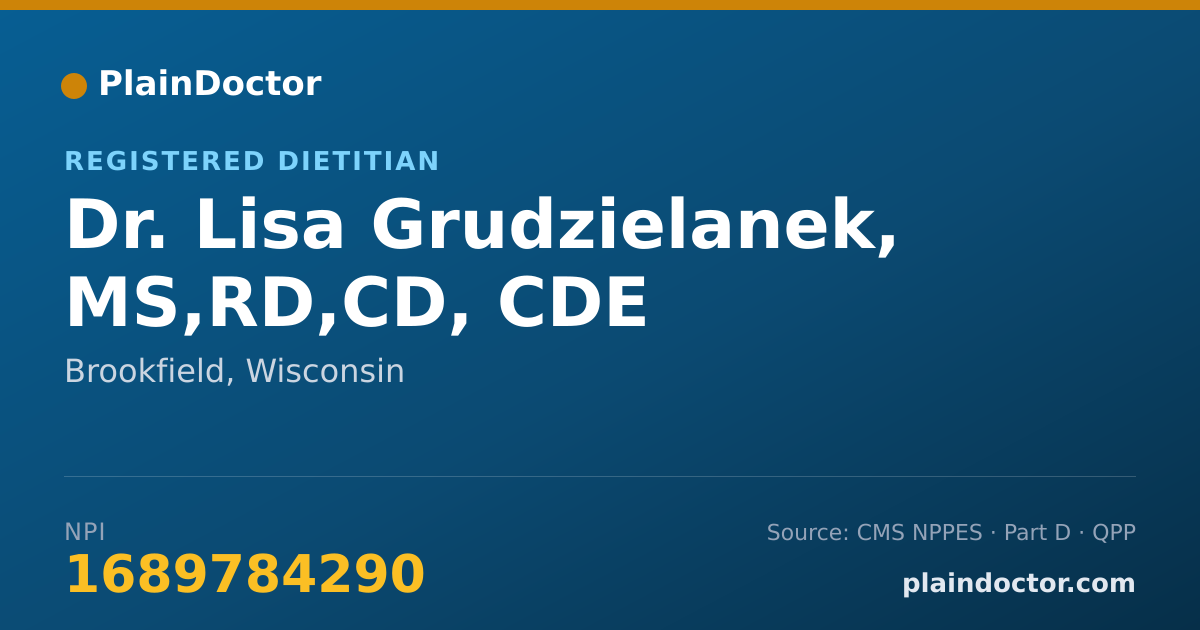 Shareable card for Lisa Grudzielanek, MS,RD,CD, CDE - Registered Dietitian, Brookfield, WI