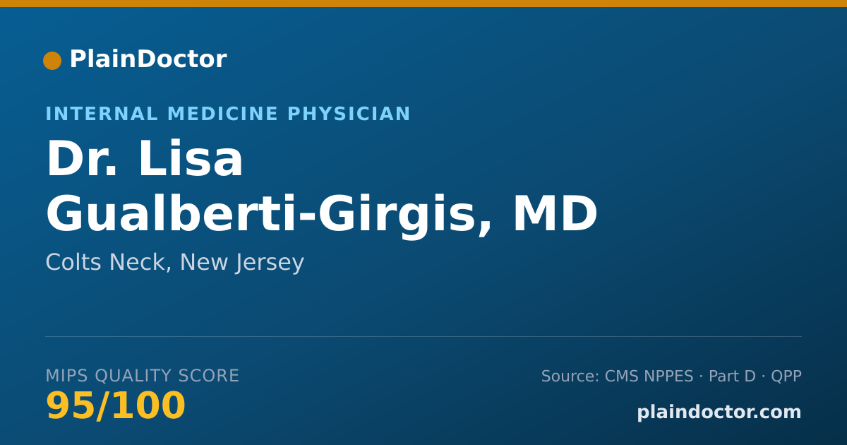 Shareable card for Lisa Gualberti-Girgis, MD - Internal Medicine Physician, Colts Neck, NJ