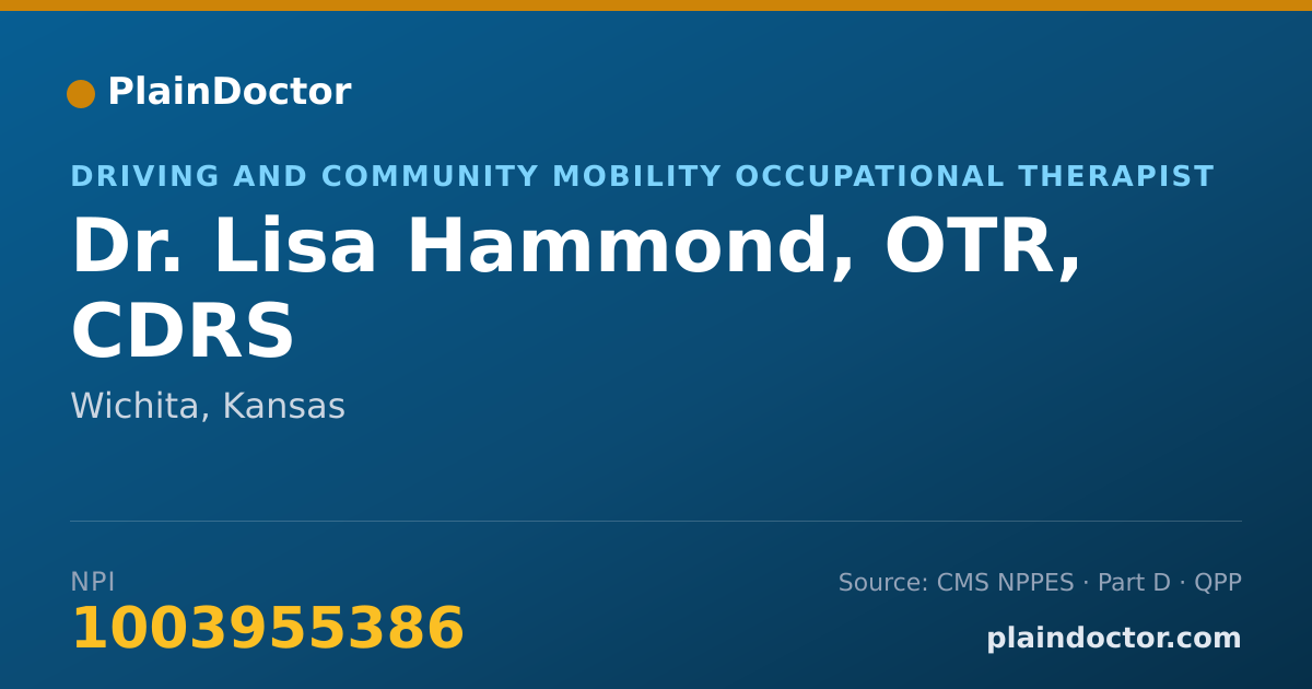 Shareable card for Lisa Hammond, OTR, CDRS - Driving and Community Mobility Occupational Therapist, Wichita, KS
